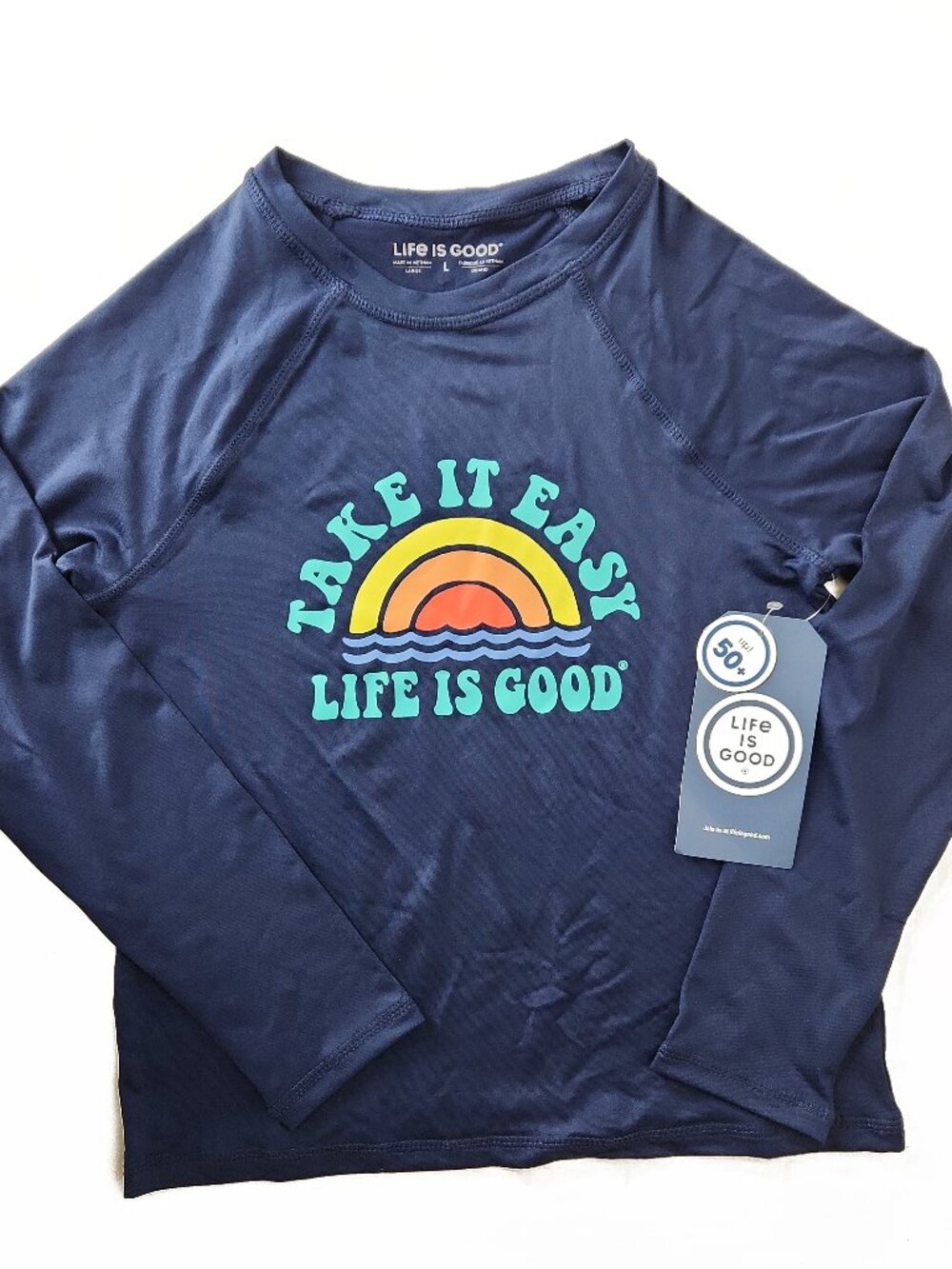 Kids Life Is Good long sleeve sunshirt swimwear rashguard  large L NWT